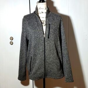 Sonoma- Unisex Black / Gray Flecked Coat jacket Zip front & Pockets Size Large